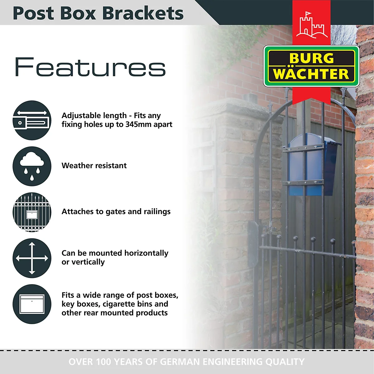 Adjustable Post Box Gate & Railing Mounting Bracket Kit - Image 3