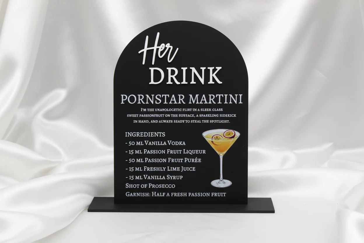 His & Hers Bar Menu Wedding Sign | Acrylic Wedding Sign - Image 3