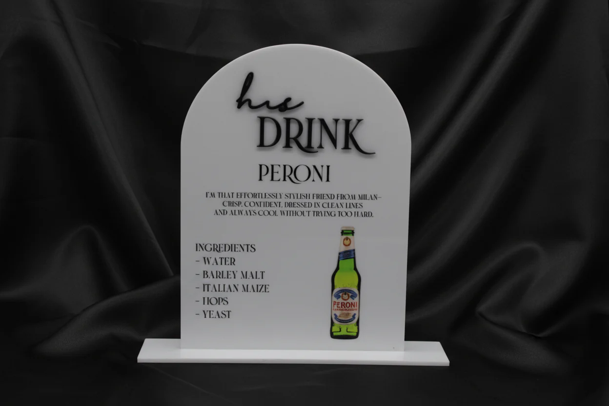 His & Hers Bar Menu Wedding Sign | Acrylic Wedding Sign - Image 6