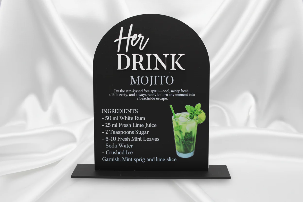 His & Hers Bar Menu Wedding Sign | Acrylic Wedding Sign - Image 8