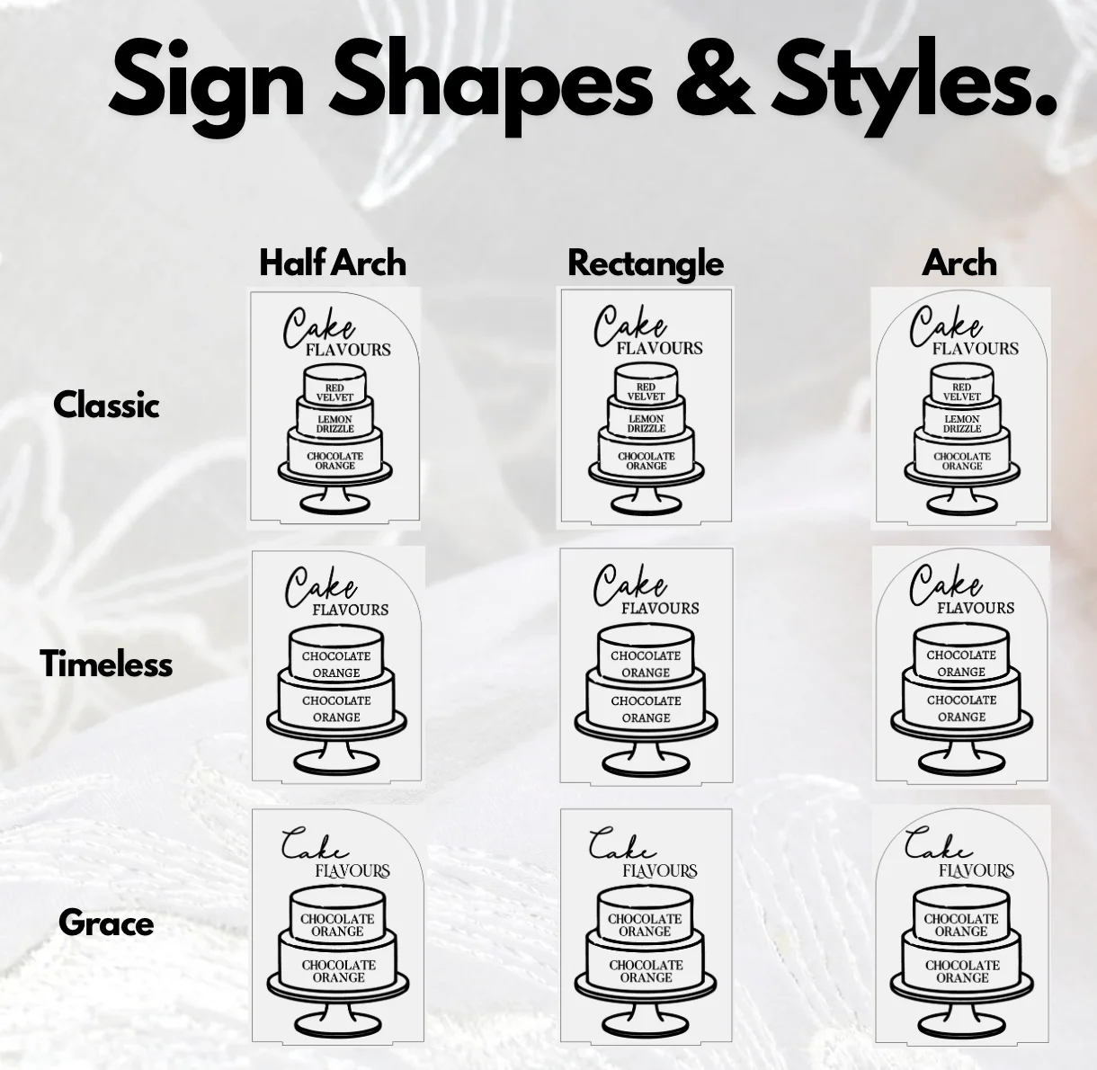 Cake Tier Menu Wedding Sign | Acrylic Wedding Table Sign - Image 3