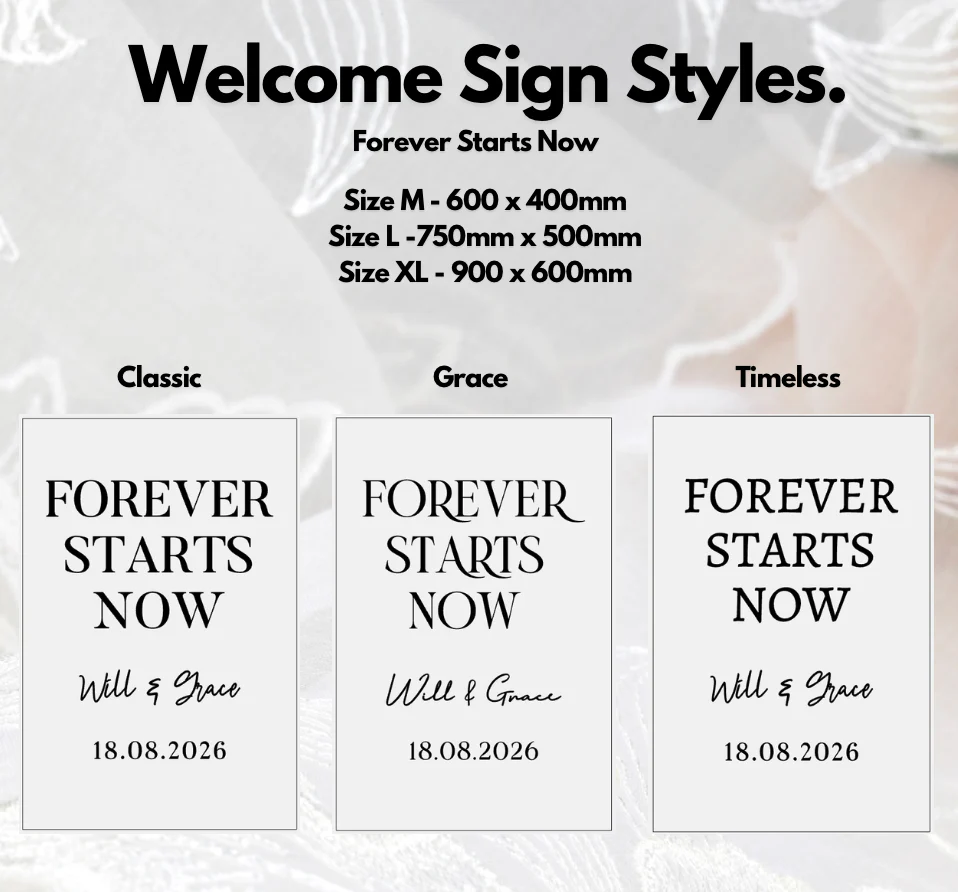 Forever Starts Now – Personalised Acrylic Wedding Welcome Sign - Image 4