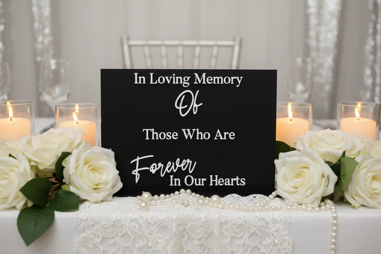 Acrylic Wedding Memorial Sign – In Loving Memory of Those Who Are Forever in Our Hearts - Image 7