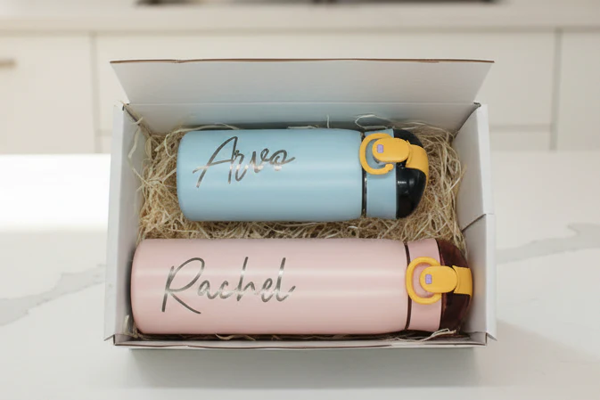 Mini & Me Personalised Parent & Child Water Bottle Set with Straw - Image 3
