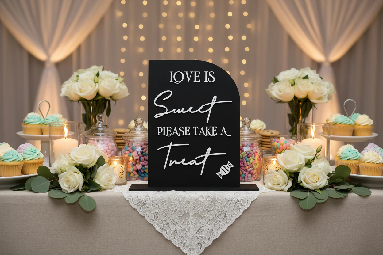 Love Is Sweet – Please Take a Treat | Acrylic Wedding Treat Table Sign - Image 3