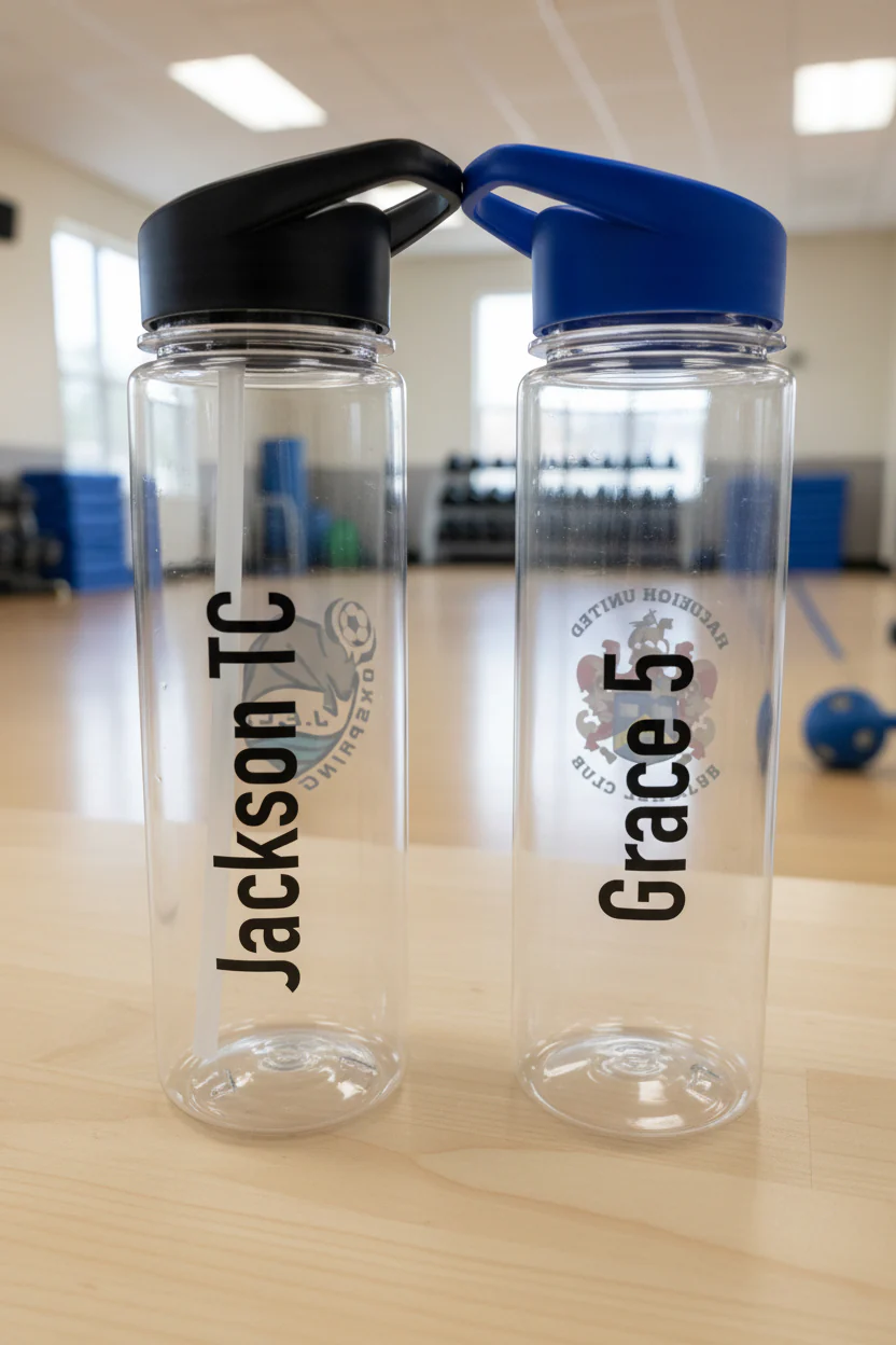 Printed Sports Bottle with Player Name | 650ml Flip Lid Straw Bottle - Image 3