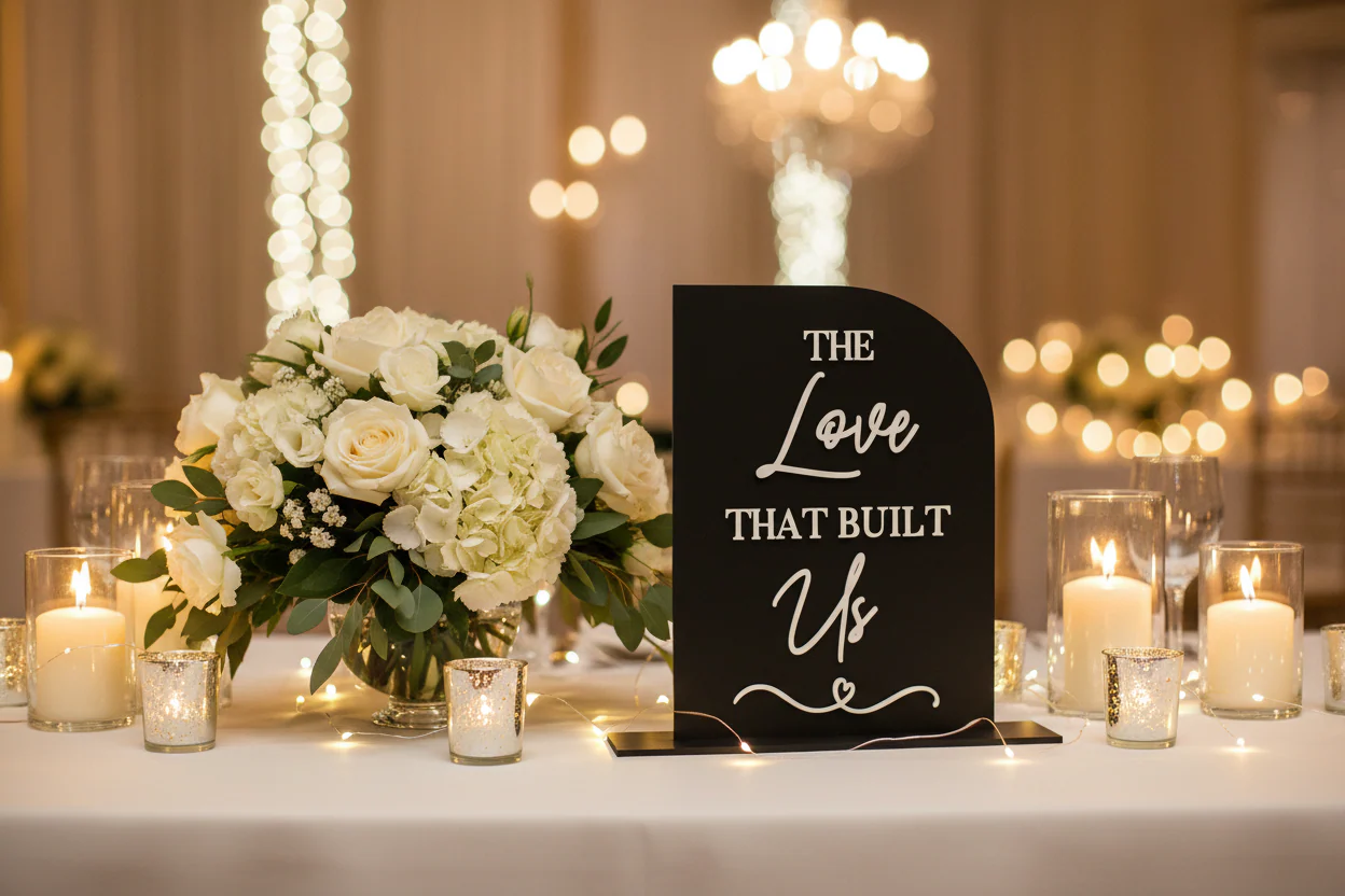 The Love That Built Us Wedding Sign | Acrylic Memory Wedding Table Sign - Image 3