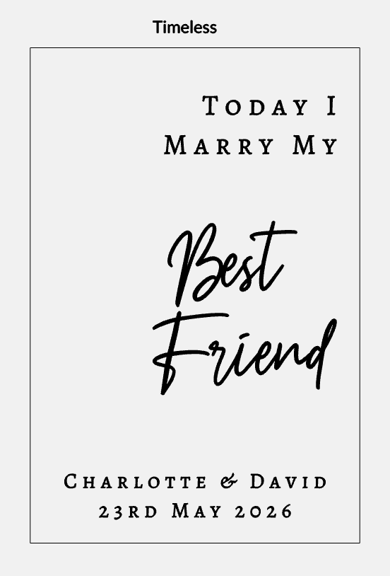 Today I Marry My Best Friend – Personalised Acrylic Wedding Welcome Sign - Image 2
