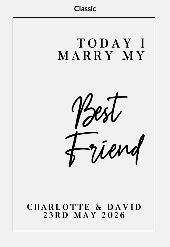 Today I Marry My Best Friend – Personalised Acrylic Wedding Welcome Sign - Image 3