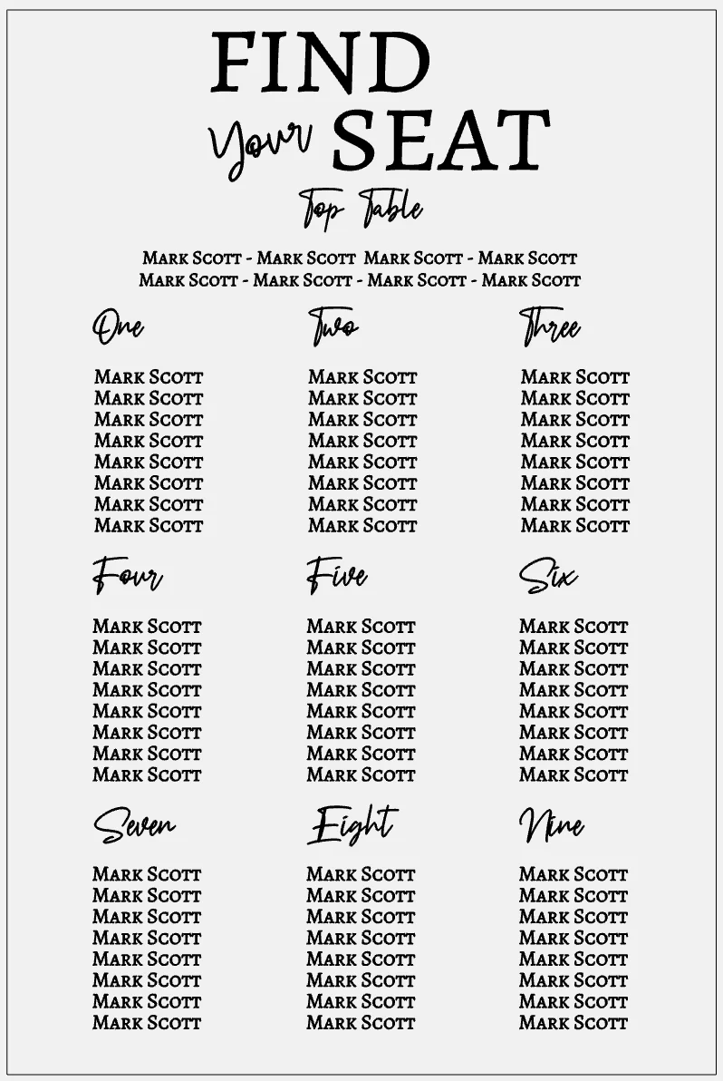 Wedding Seating Plan - Find Your Seat - Image 5