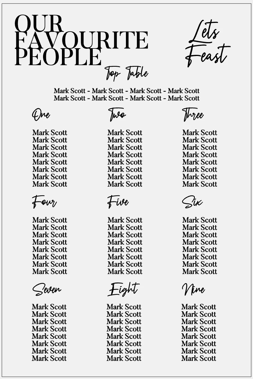 Wedding Seating Plan - Our Favourite People - Image 3