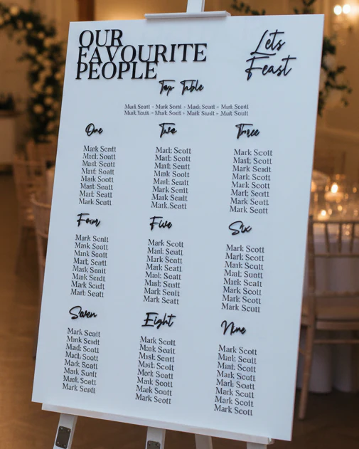 Wedding Seating Plan - Our Favourite People - Image 5