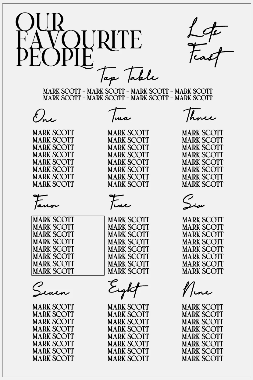 Wedding Seating Plan - Our Favourite People - Image 8
