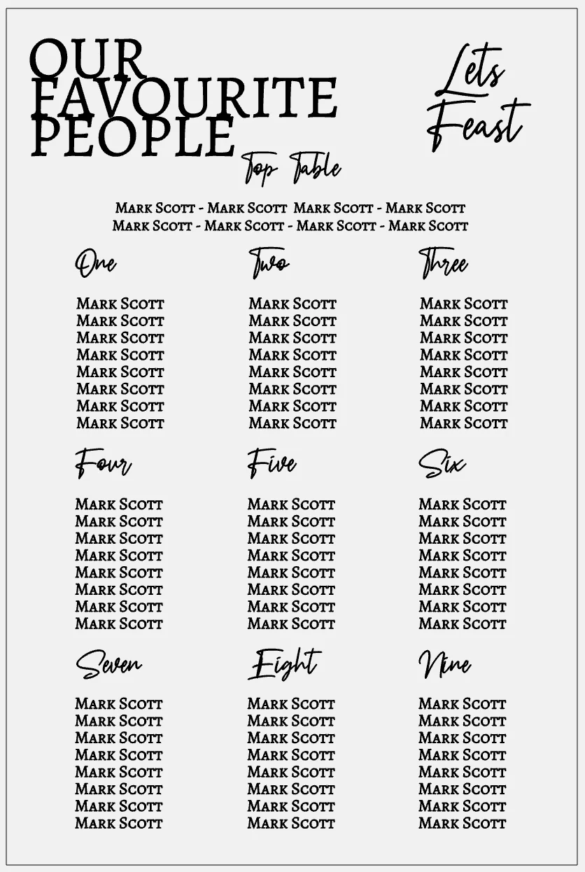 Wedding Seating Plan - Our Favourite People - Image 9