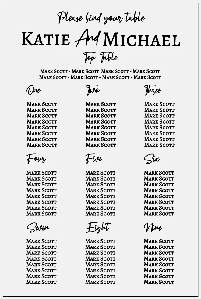 Wedding Seating Plan - Please Find Your Table - Image 5